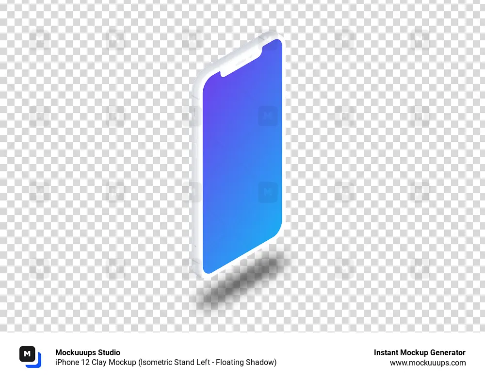 iPhone 12 Clay Mockup (Isometric Stand Left - Floating Shadow)