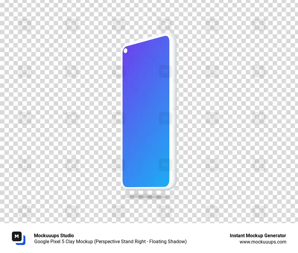 Google Pixel 5 Clay Mockup (Perspective Stand Right - Floating Shadow)