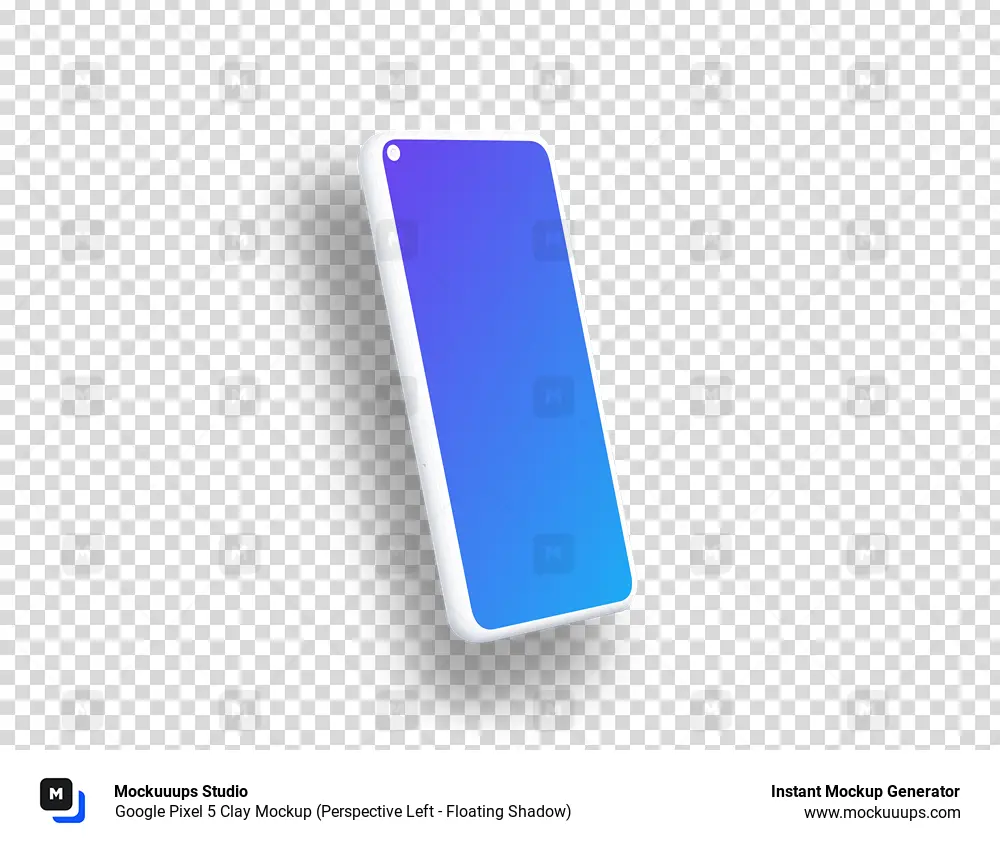 Google Pixel 5 Clay Mockup (Perspective Left - Floating Shadow)