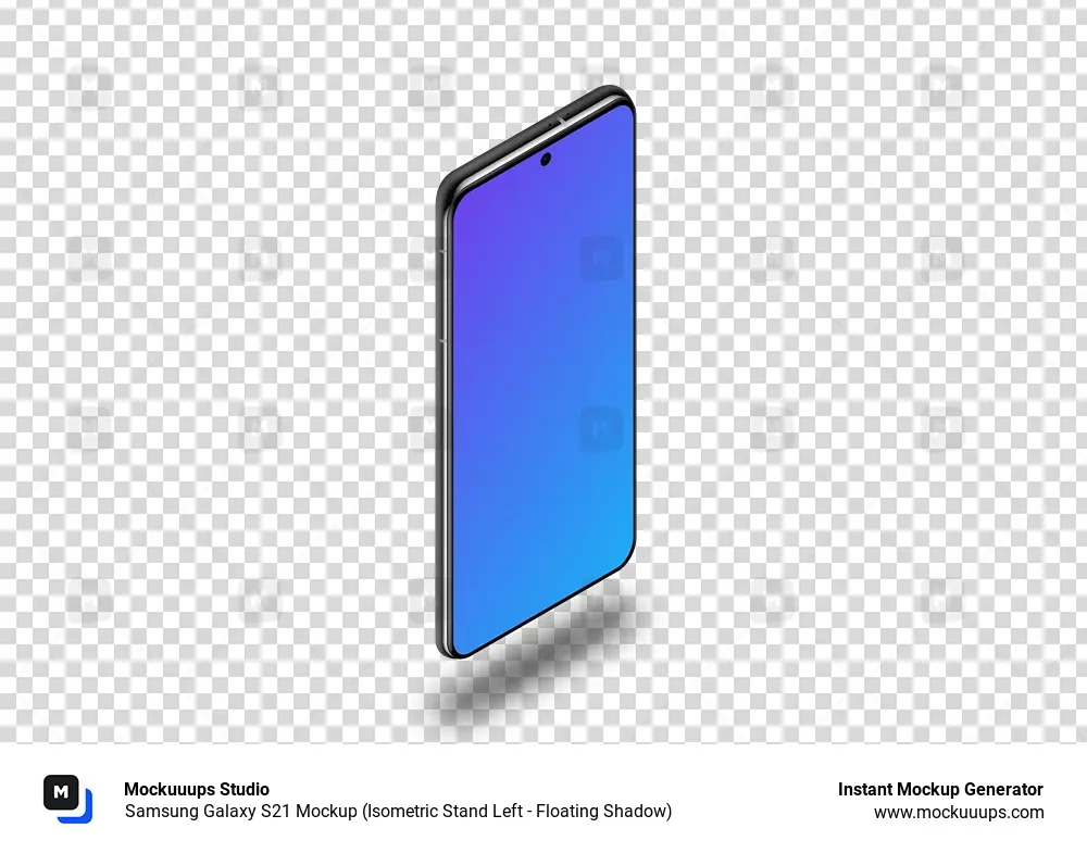 Samsung Galaxy S21 Mockup (Isometric Stand Left - Floating Shadow)
