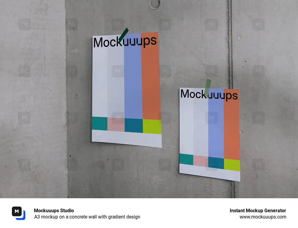 A3 mockup on a concrete wall with gradient design