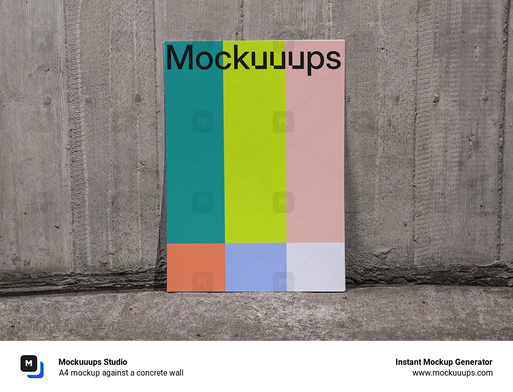 A4 mockup against a concrete wall