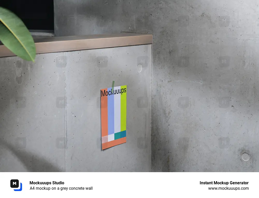 A4 mockup on a grey concrete wall