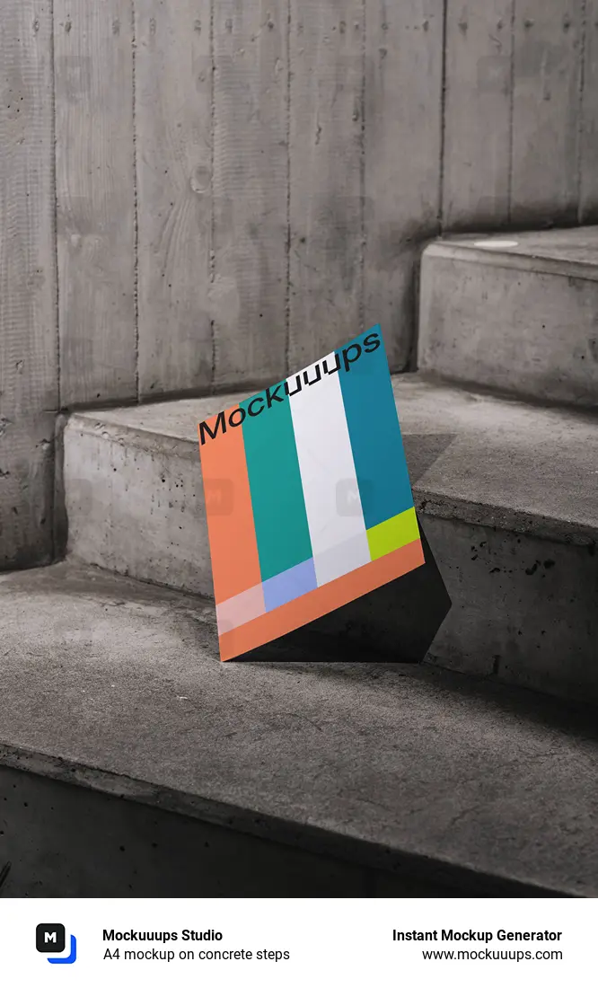 A4 mockup on concrete steps