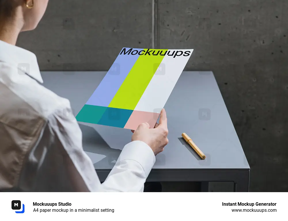 A4 paper mockup in a minimalist setting