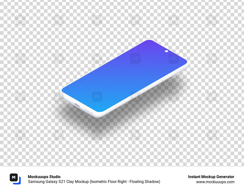 Samsung Galaxy S21 Clay Mockup (Isometric Floor Right - Floating Shadow)