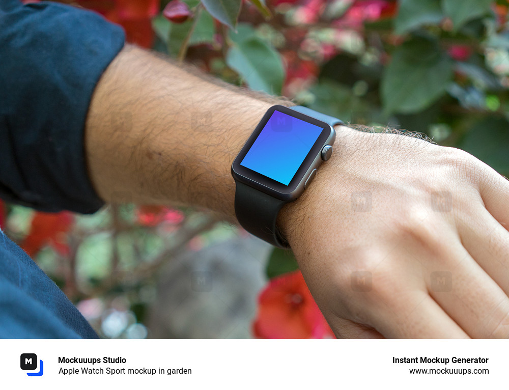 Apple Watch Sport mockup in garden