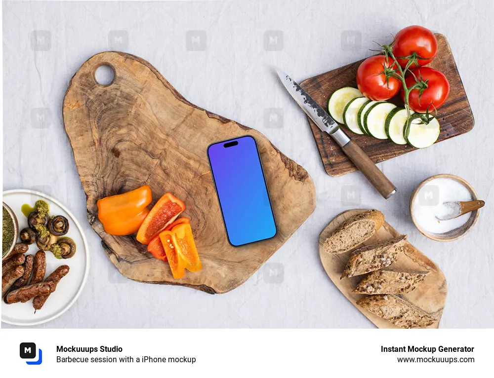 Barbecue session with a iPhone mockup
