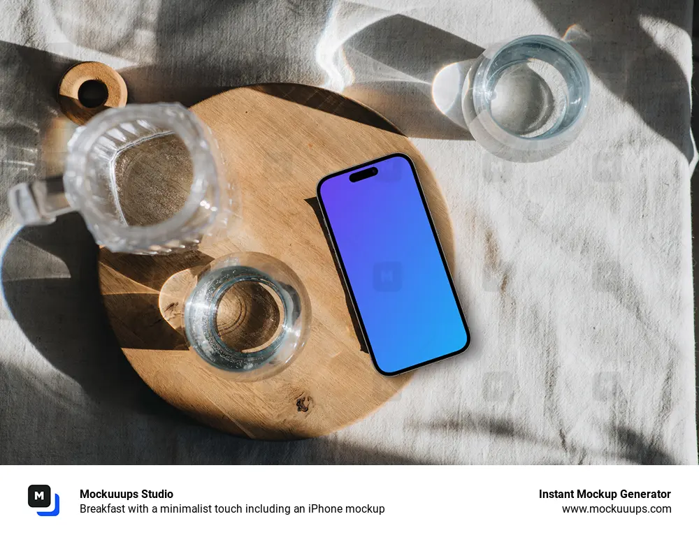 Breakfast with a minimalist touch including an iPhone mockup