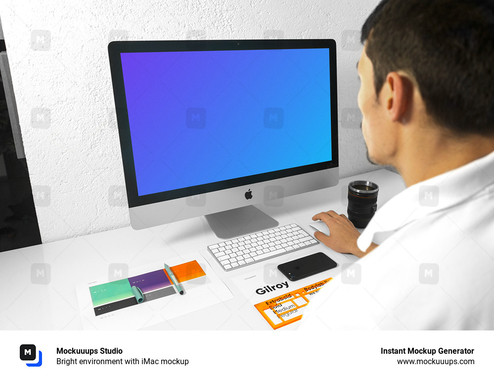Bright environment with iMac mockup