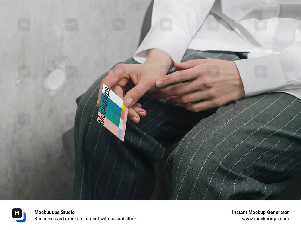 Business card mockup in hand with casual attire