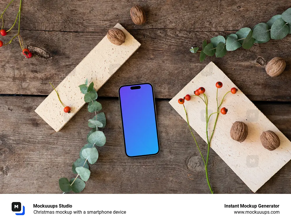 Christmas mockup with a smartphone device