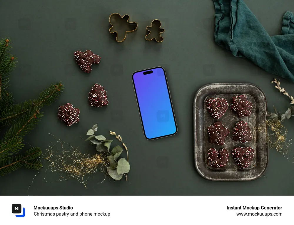 Christmas pastry and phone mockup
