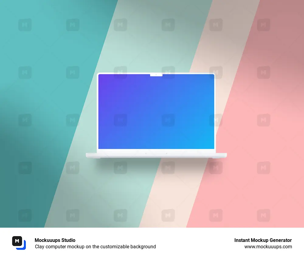 Clay computer mockup on the customizable background