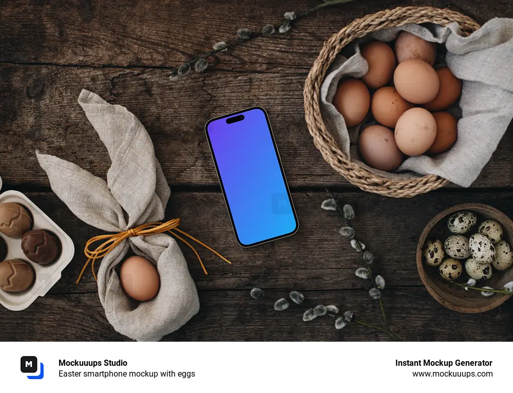 Easter smartphone mockup with eggs