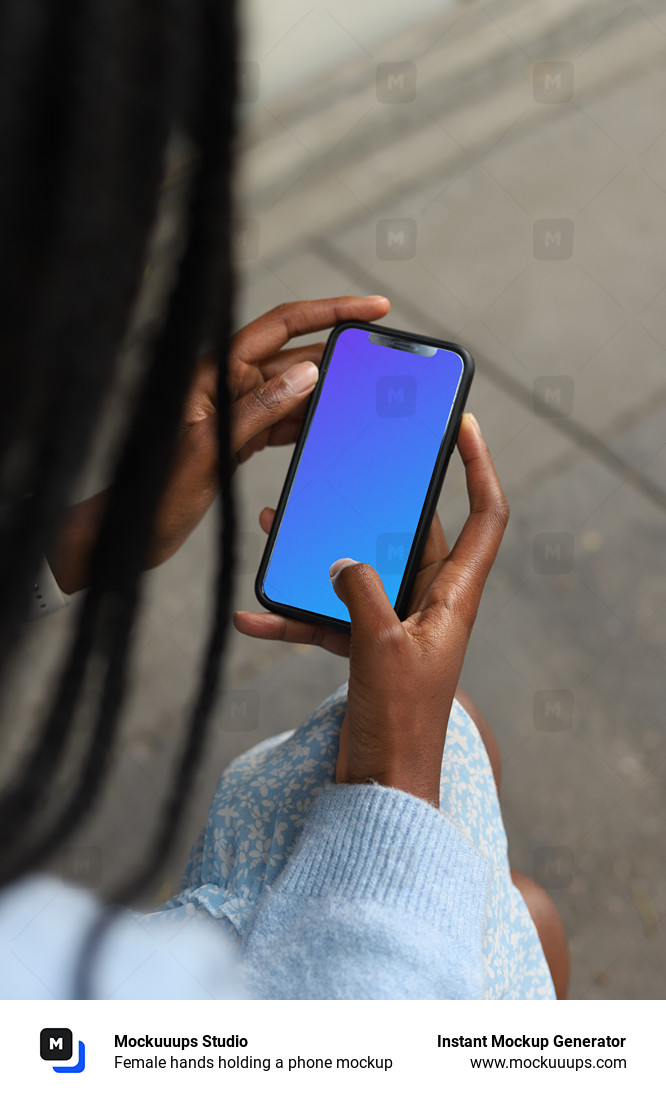 Female hands holding a phone mockup