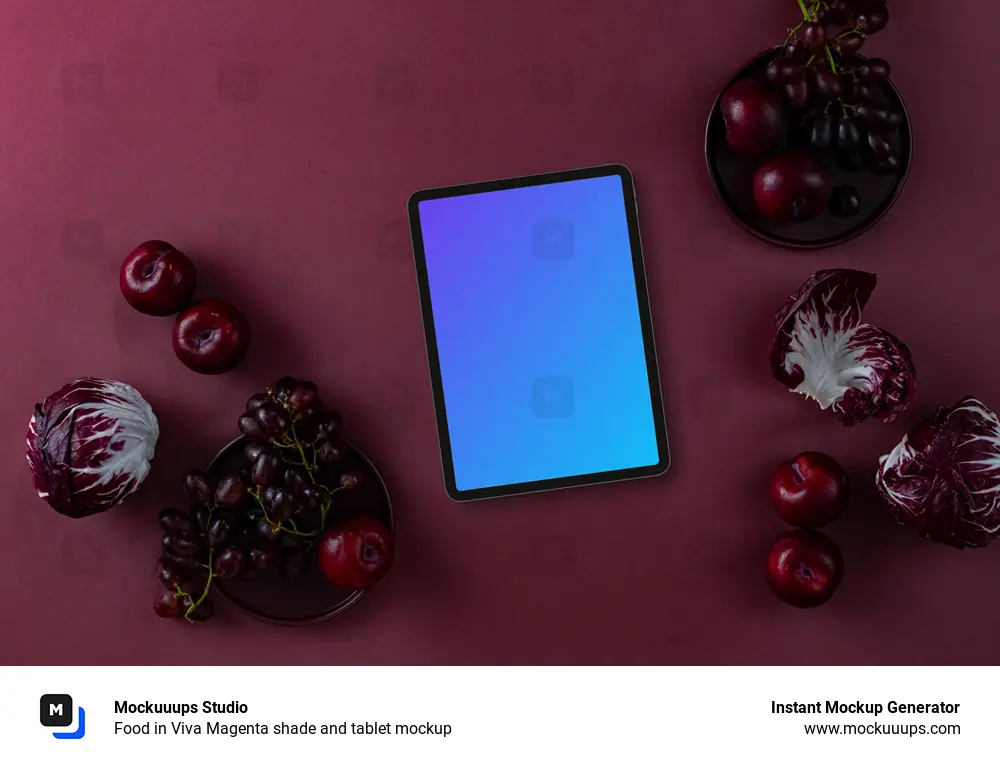 Food in Viva Magenta shade and tablet mockup