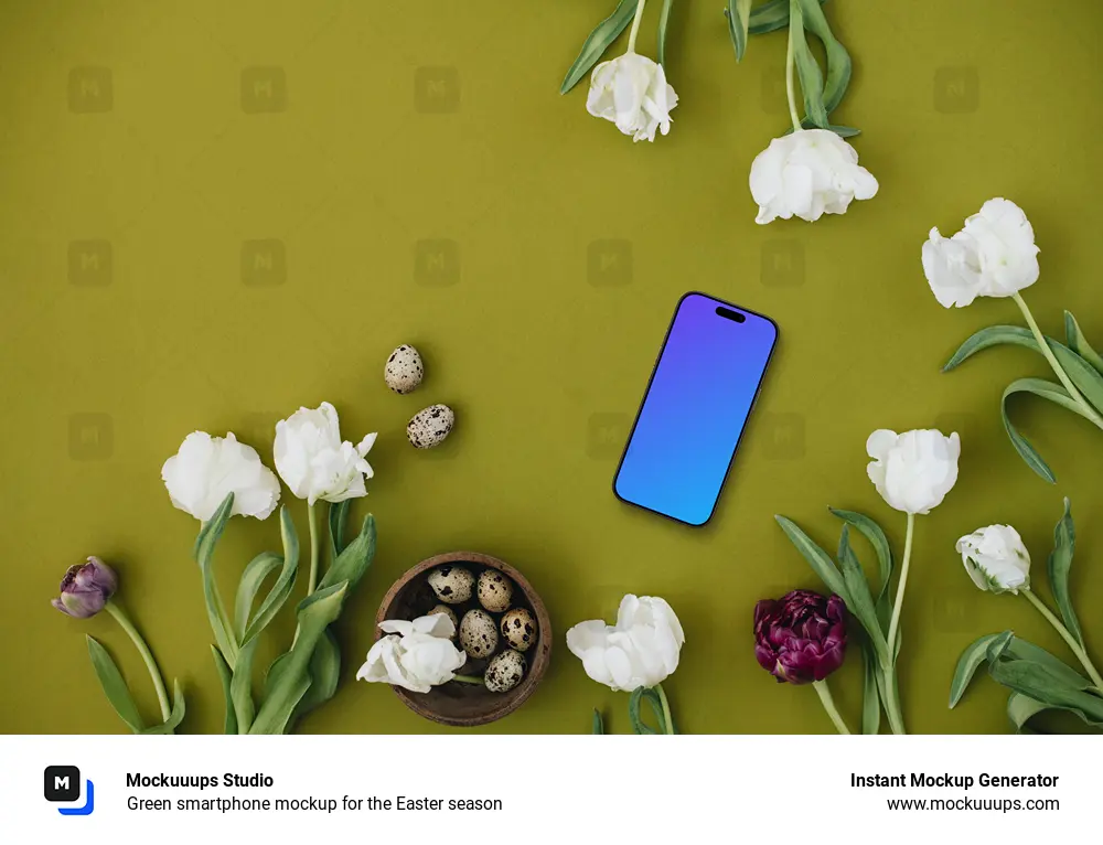 Green smartphone mockup for the Easter season