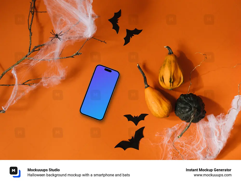 Halloween background mockup with a smartphone and bats