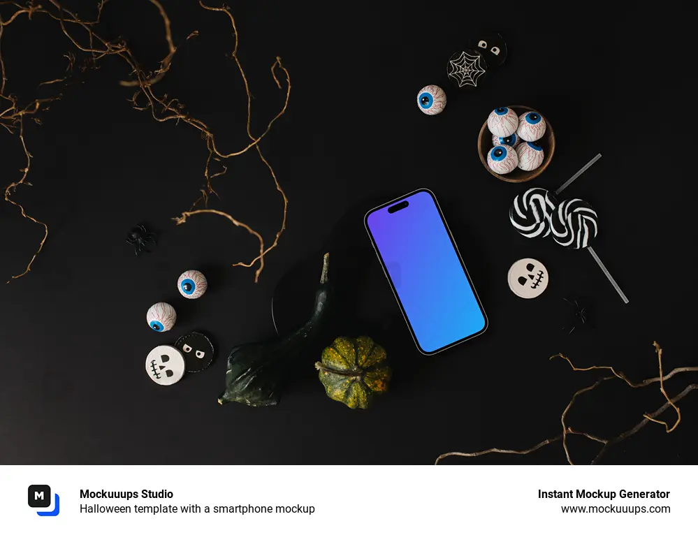 Halloween template with a smartphone mockup