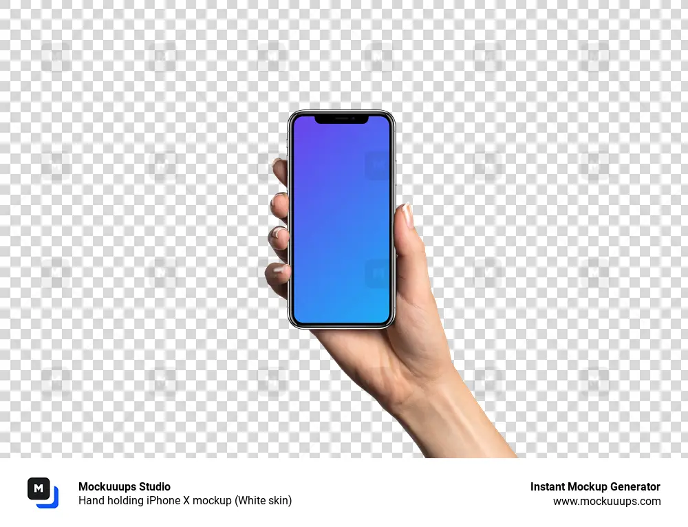 Hand holding iPhone X mockup (White skin)