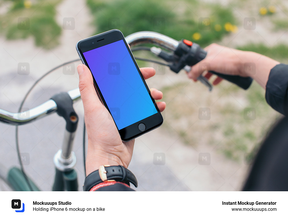 Holding iPhone 6 mockup on a bike