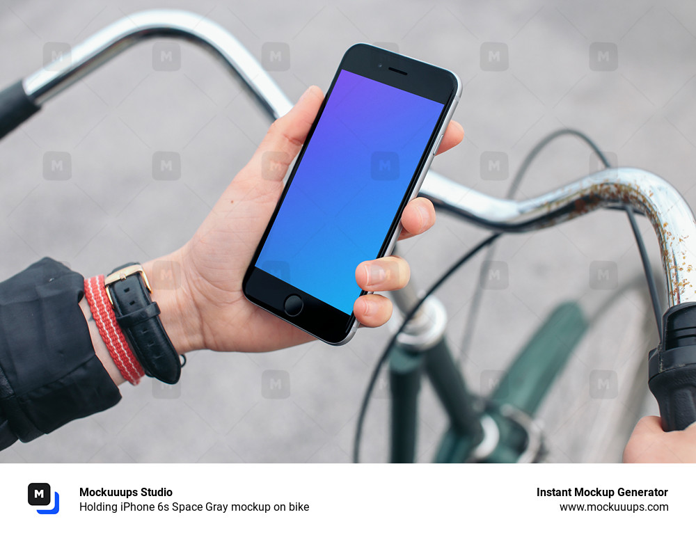 Holding iPhone 6s Space Gray mockup on bike