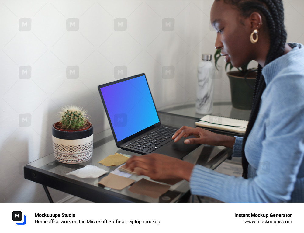 Homeoffice work on the Microsoft Surface Laptop mockup