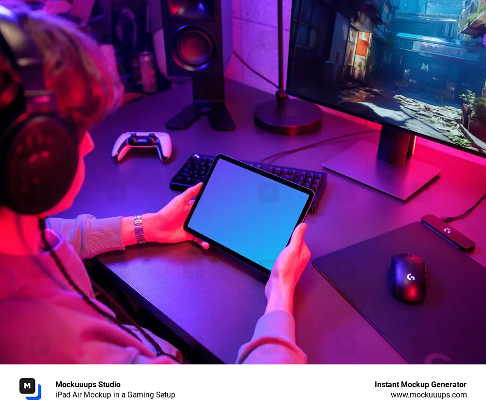 iPad Air Mockup in a Gaming Setup