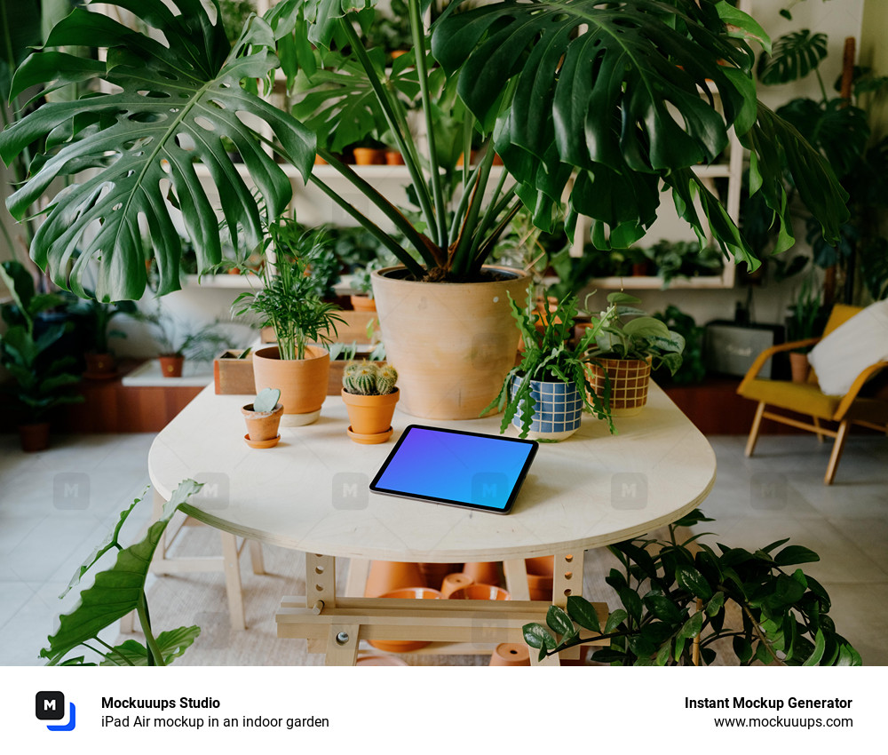 iPad Air mockup in an indoor garden