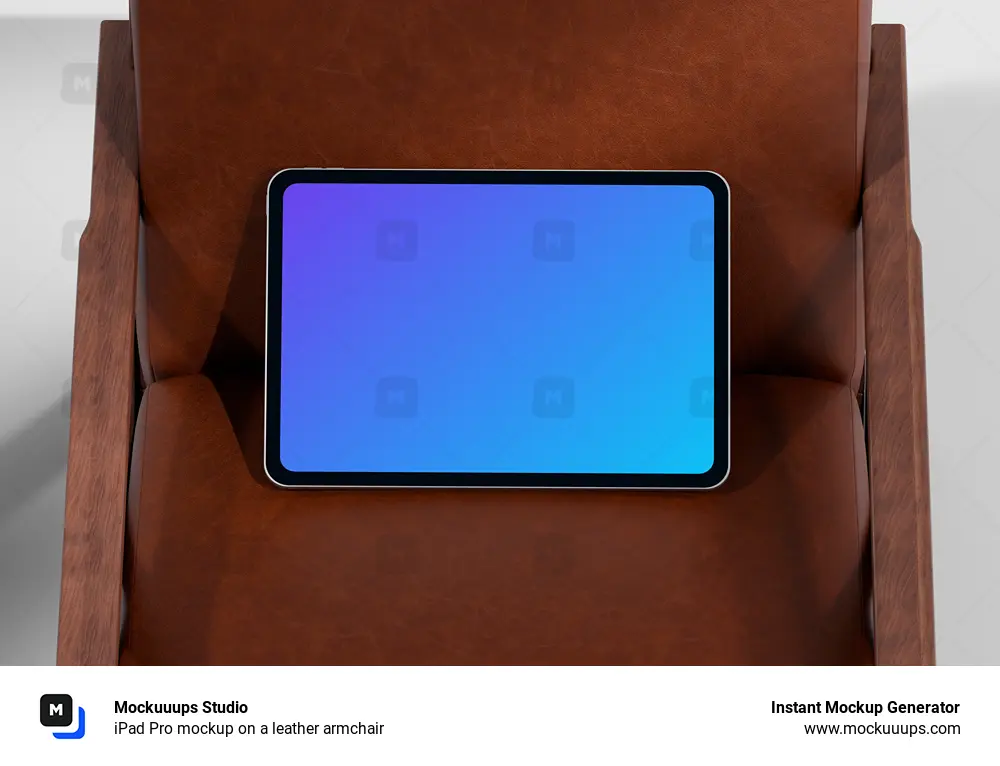 iPad Pro mockup on a leather armchair