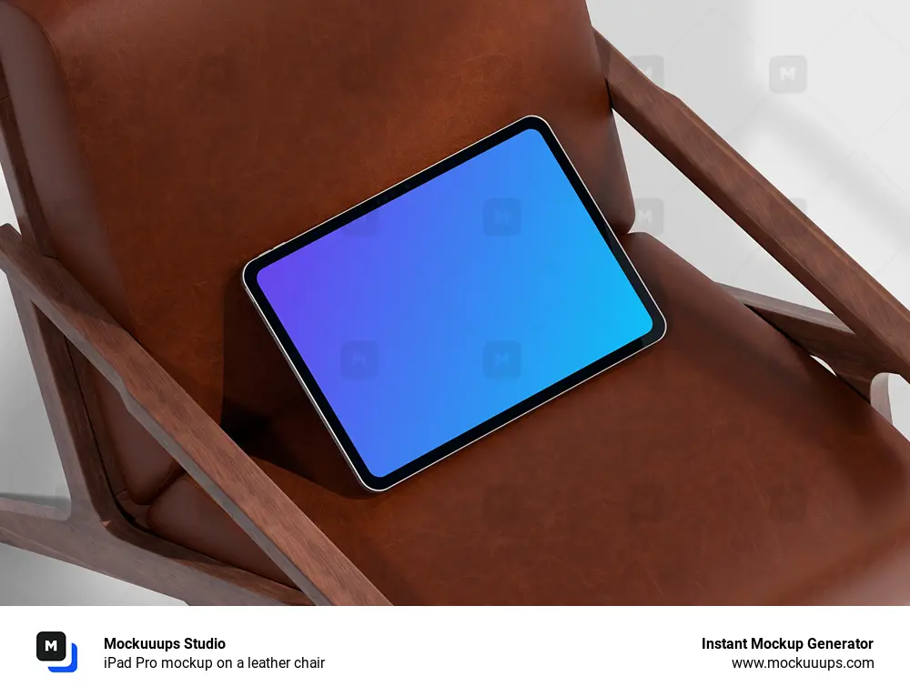 iPad Pro mockup on a leather chair