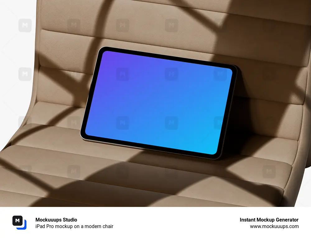 iPad Pro mockup on a modern chair