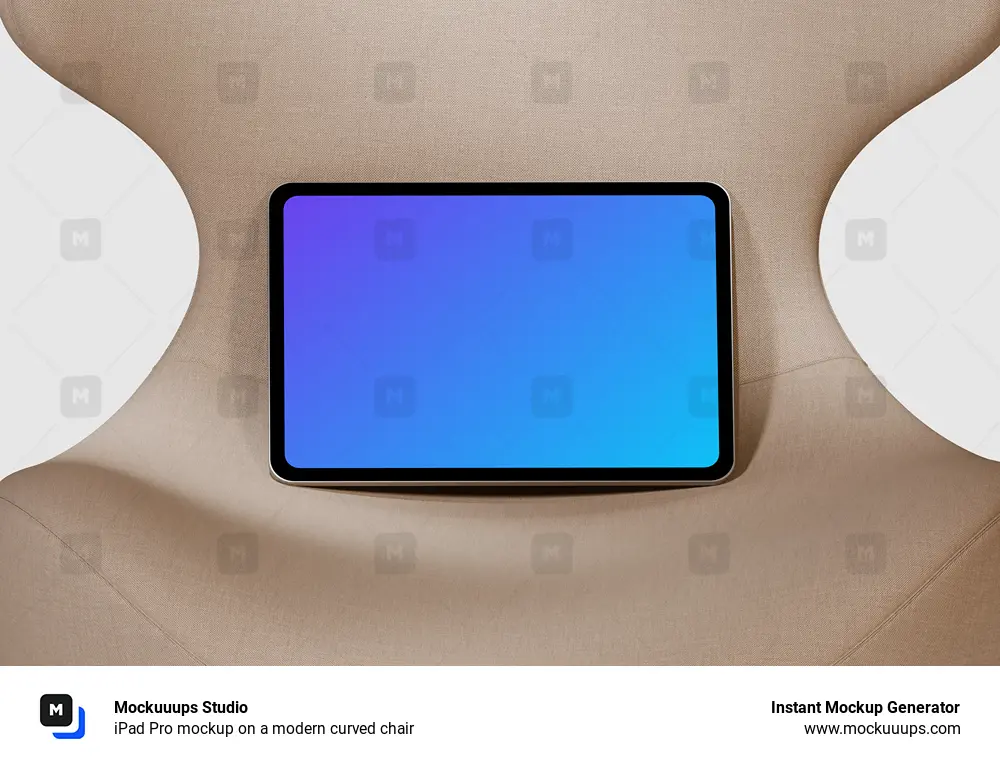 iPad Pro mockup on a modern curved chair