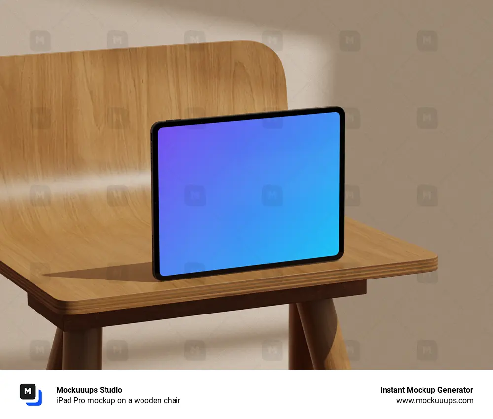 iPad Pro mockup on a wooden chair