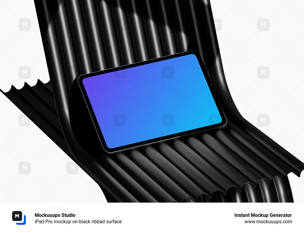 iPad Pro mockup on black ribbed surface