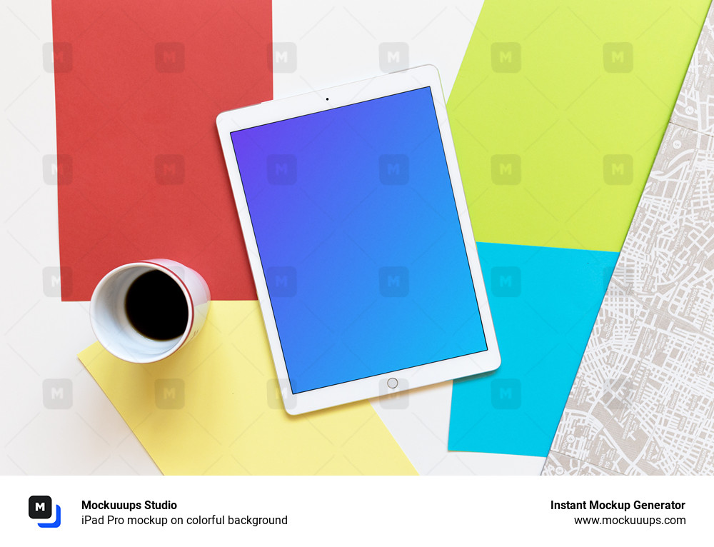 iPad Pro mockup on colorful background