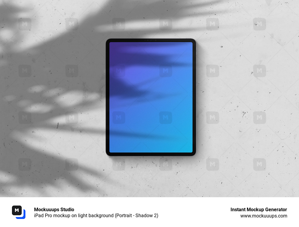 iPad Pro mockup on light background (Portrait - Shadow 2)