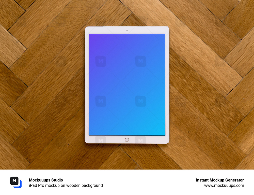 iPad Pro mockup on wooden background