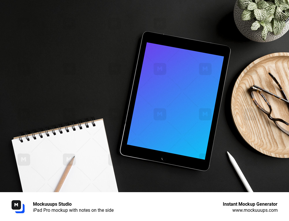 iPad Pro mockup with notes on the side