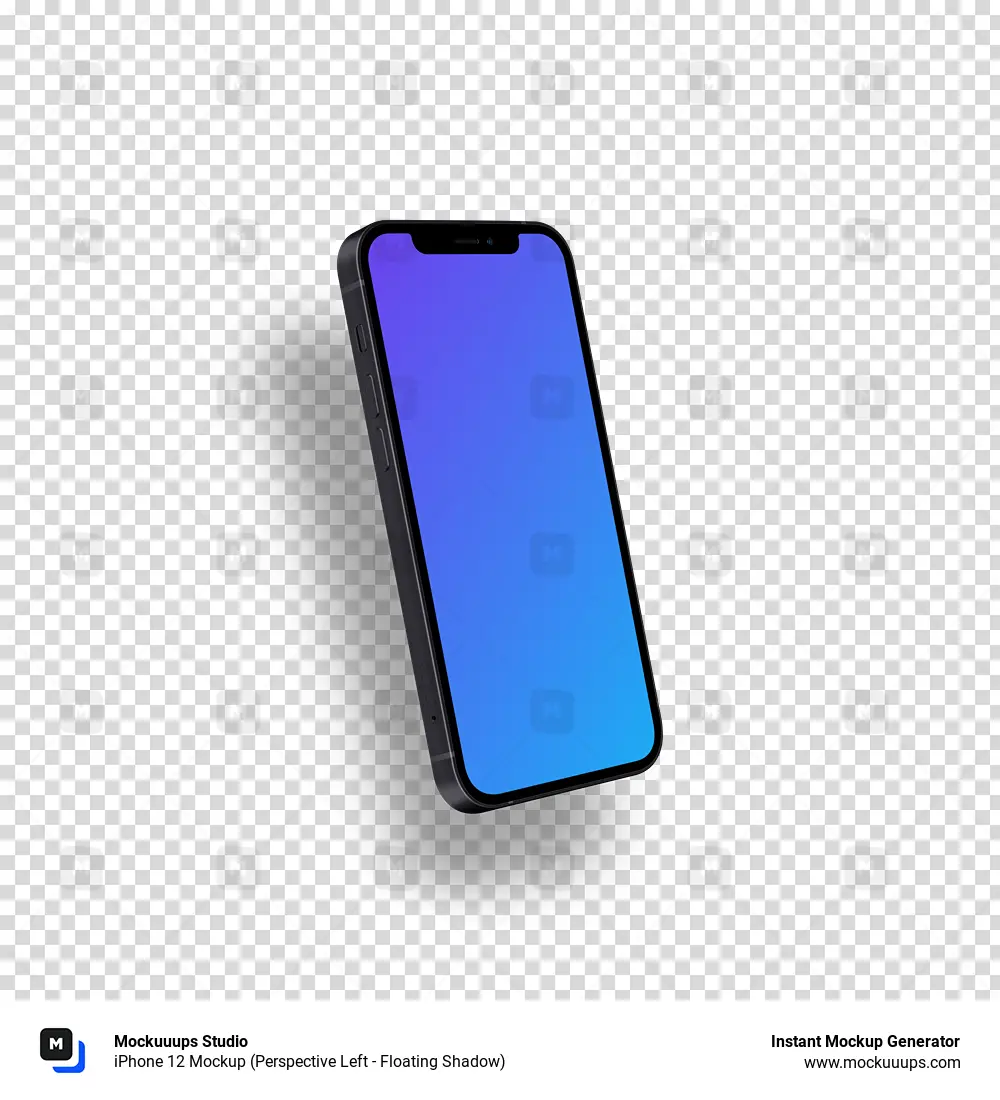 iPhone 12 Mockup (Perspective Left - Floating Shadow)