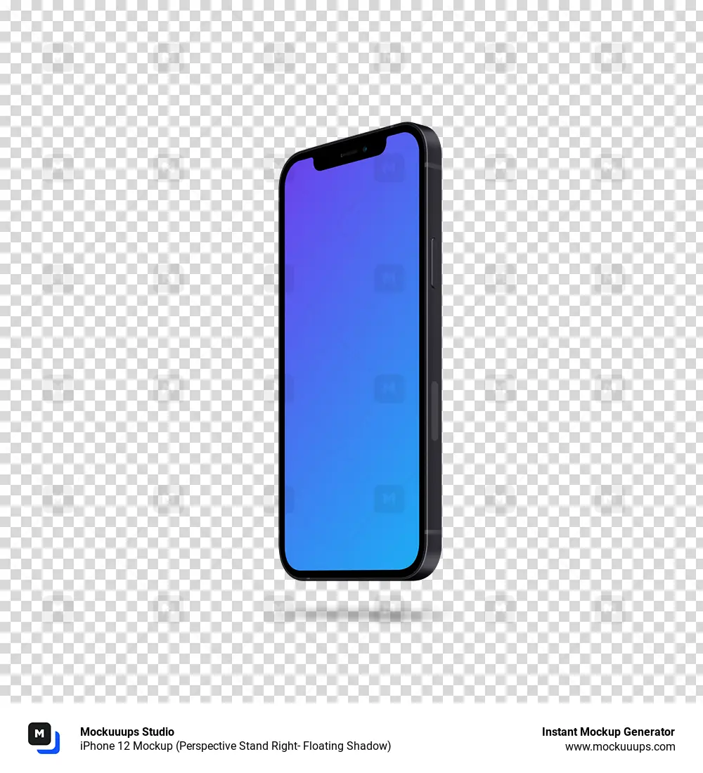 iPhone 12 Mockup (Perspective Stand Right- Floating Shadow)