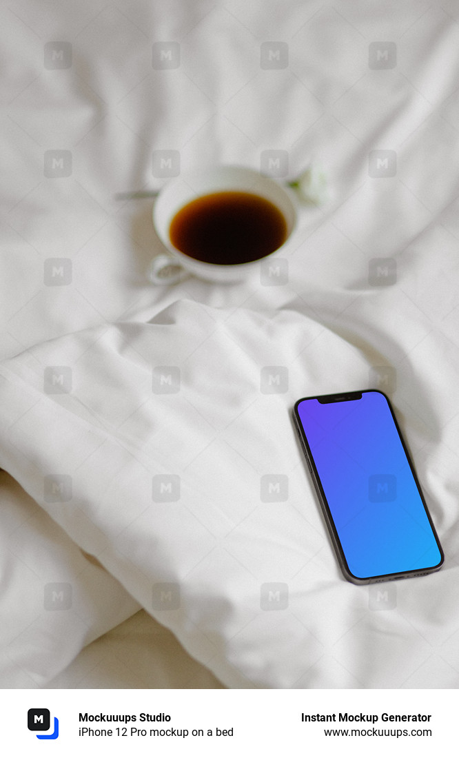 iPhone 12 Pro mockup on a bed