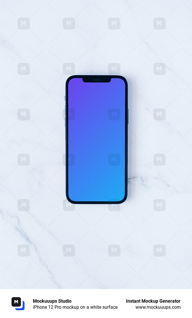 iPhone 12 Pro mockup on a white surface