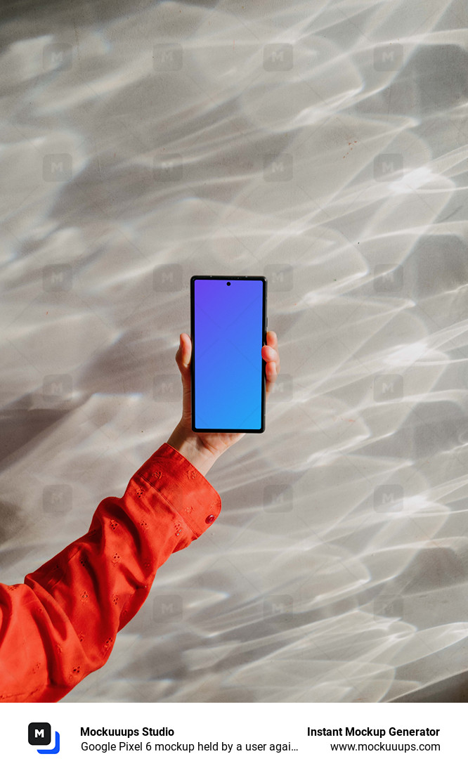 Google Pixel 6 mockup held by a user against a bright background