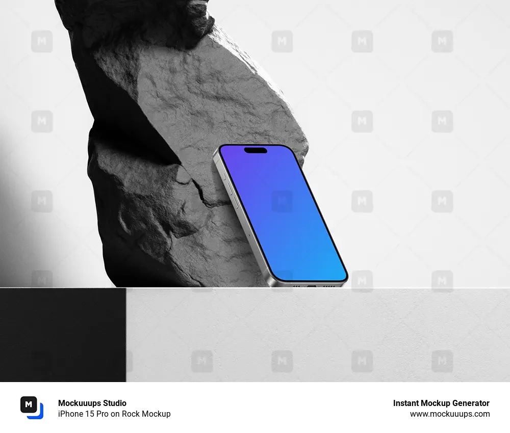 iPhone 15 Pro on Rock Mockup