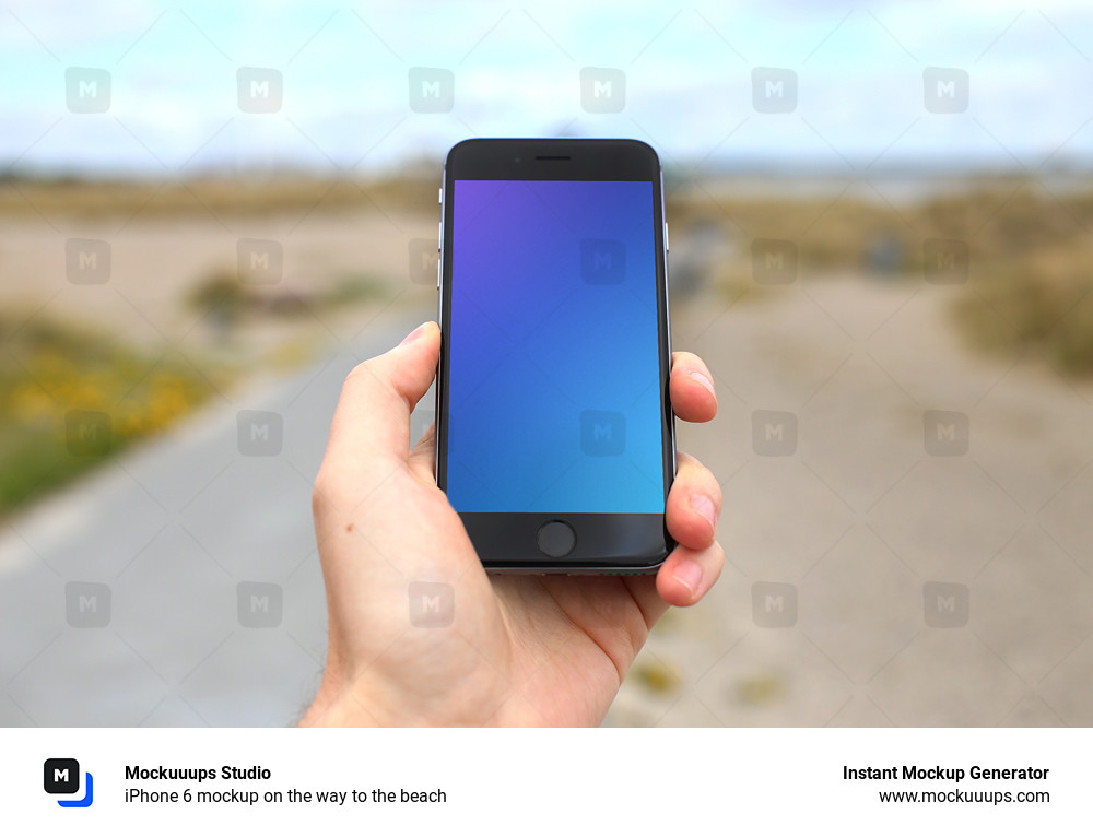 iPhone 6 mockup on the way to the beach