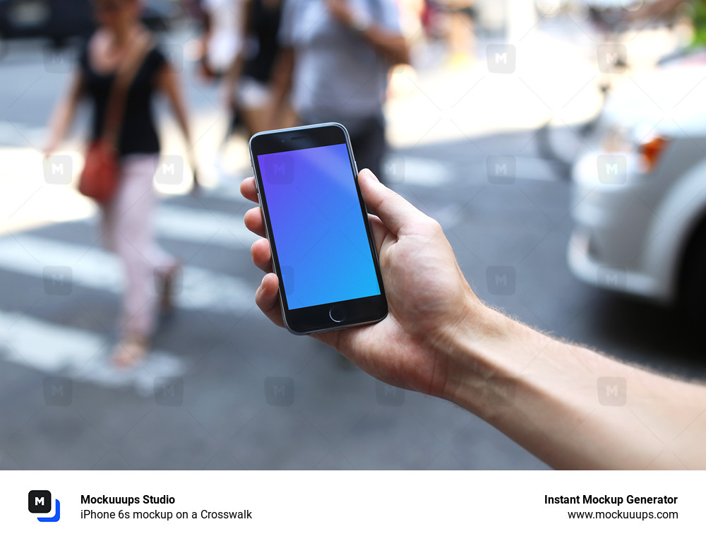 iPhone 6s mockup on a Crosswalk