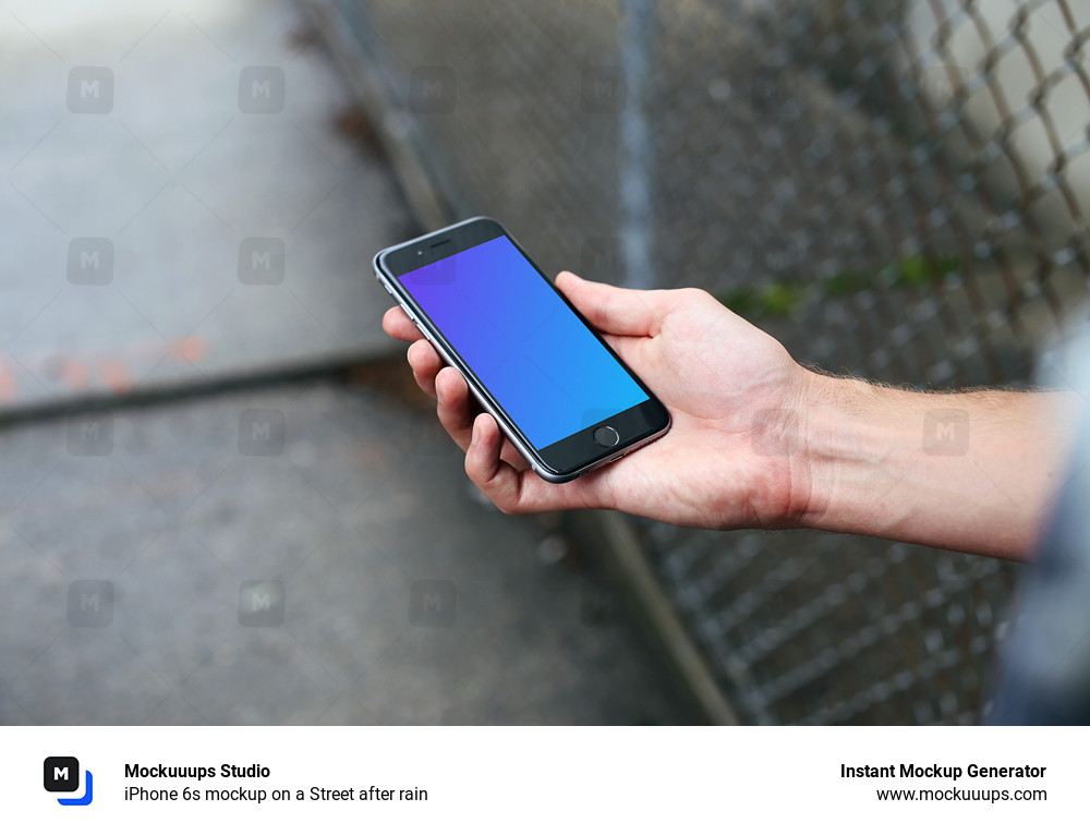 iPhone 6s mockup on a Street after rain