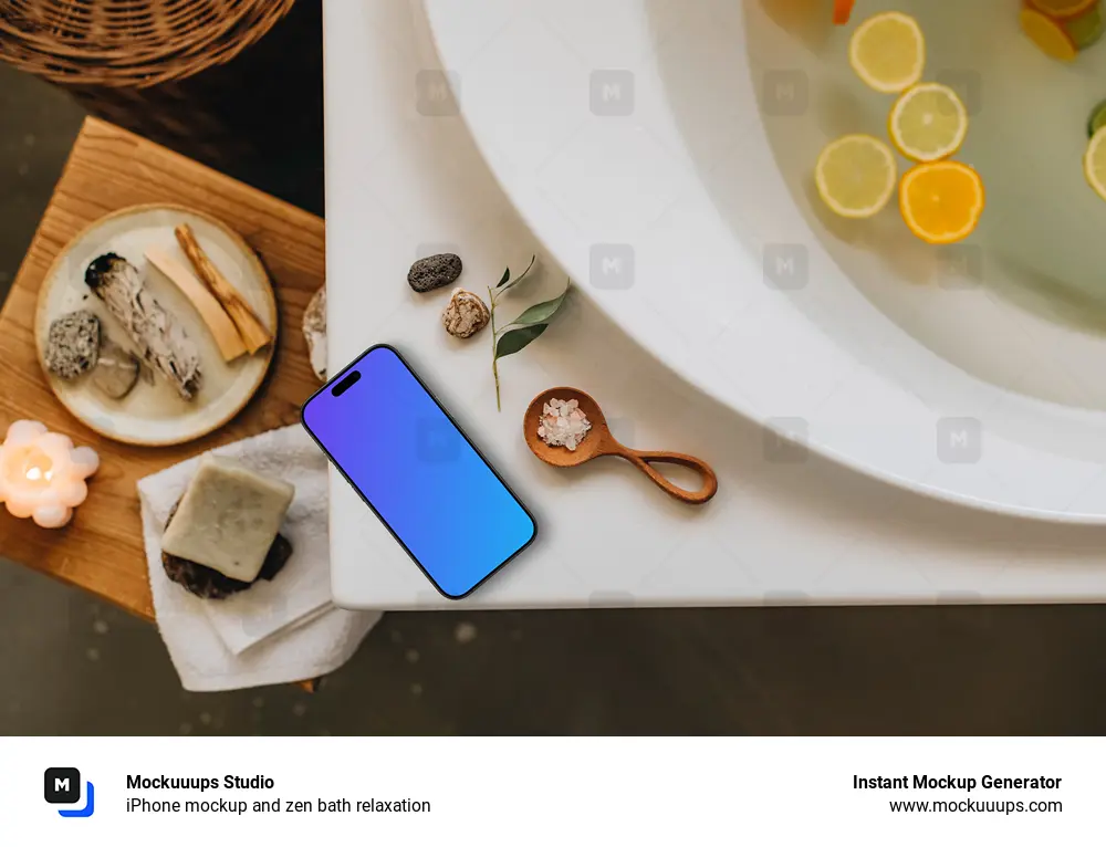 iPhone mockup and zen bath relaxation